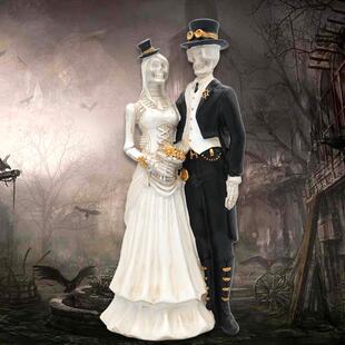 跨境新品万圣节骷髅新娘新郎婚礼装饰道具狂欢节派对桌面摆放道具