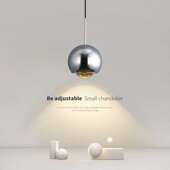 极简卧室床头吊灯现代简约高端设计感可调角度旋转升降led小吊灯