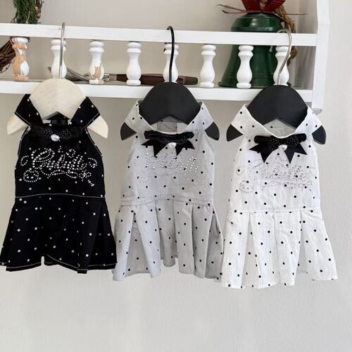 春夏轻薄款烫钻狗狗裙子千金风挂脖吊带背心宠物衣服比熊马尔济斯