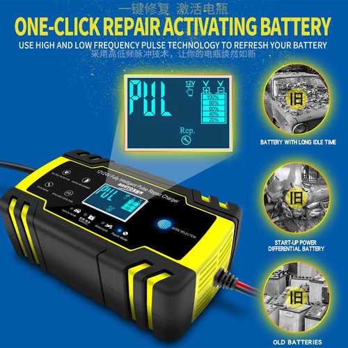 12V 24V 8A Motorcycle Car Pulse Repair Charger LCD Display