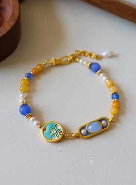 新中式轻奢时尚天然石滴油手链女小众高级感气质个性精致百搭手饰