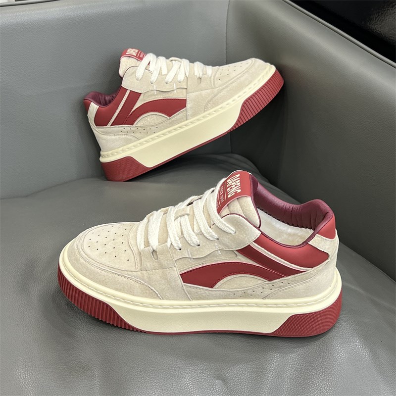 男鞋2024秋冬新款增高厚底板鞋低帮真皮透气运动休闲鞋男士小白鞋