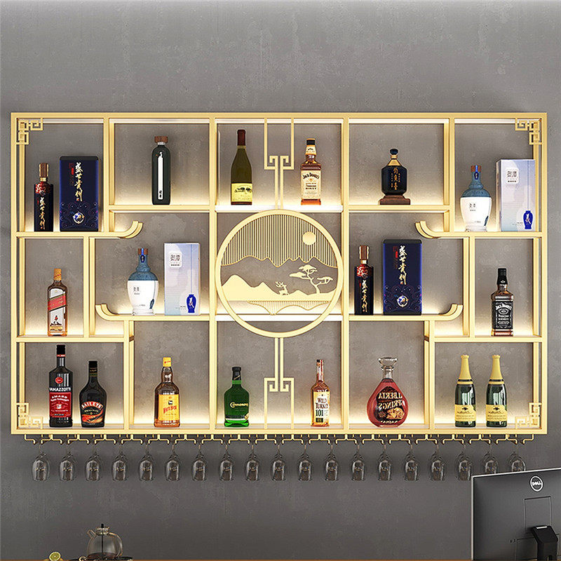 吧台酒柜新中式靠墙铁艺壁挂式红酒架子置物架挂墙餐厅酒水展示架,商业/办公家具,红酒架/柜,淘宝优惠券,粉丝福利购,淘宝优惠卷