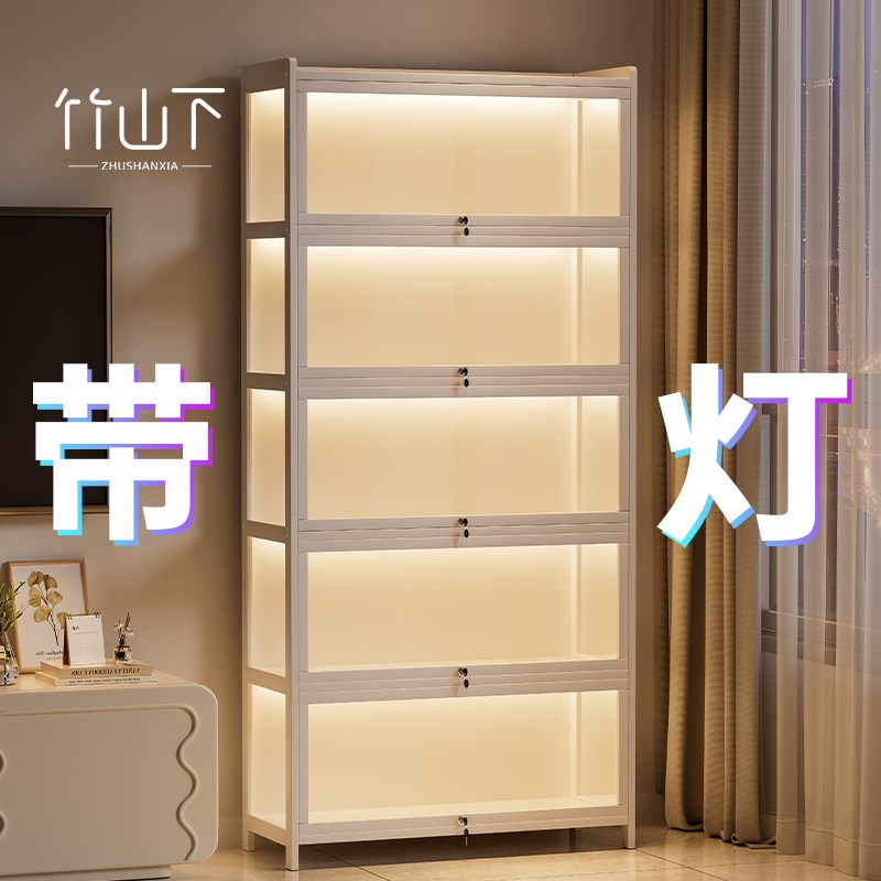 手办展示柜带锁带灯摆件装饰品透明玩具积木亚克力防尘礼品陈列柜