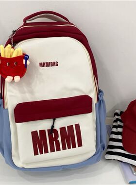 大容量书包女初中学生高中生2023新款韩版校园撞色双肩包旅行背包