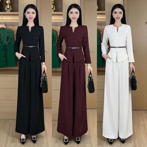 高级感时尚气质套装女春季2025新款法式收腰显瘦上衣阔腿裤两件套
