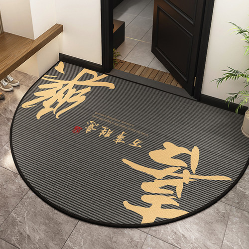 简约轻奢半圆形入户门地垫灰色进B门门口脚垫地毯玄关防滑蹭土新