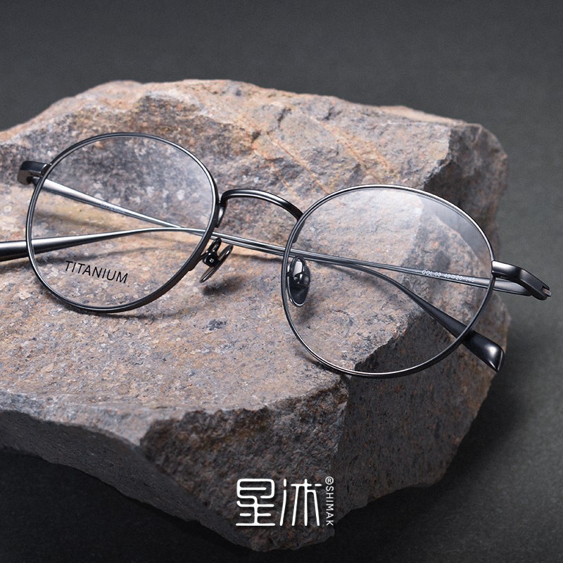复古超轻简约圆形眼镜框男款厚边纯钛文艺女款大脸舒适可配防蓝光