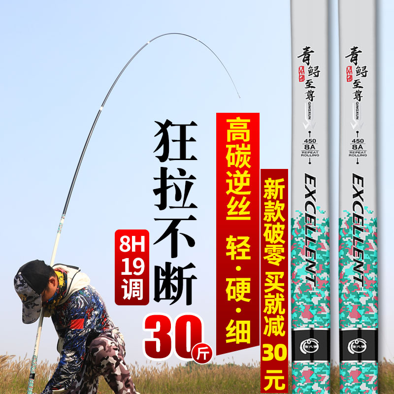 黑坑高碳鲤鱼杆综合台钓鱼竿手竿大棚竿超轻量超硬8H19调大物套装