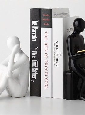 现代简约创意陶瓷人物书档书靠样板房售楼处桌面书桌软装饰品摆件