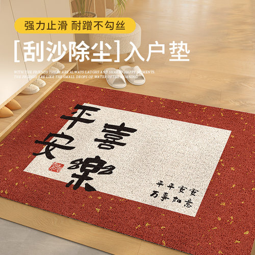 入户门地垫门口进门外玄关耐脏免z洗2024新款红色丝圈家用室外脚