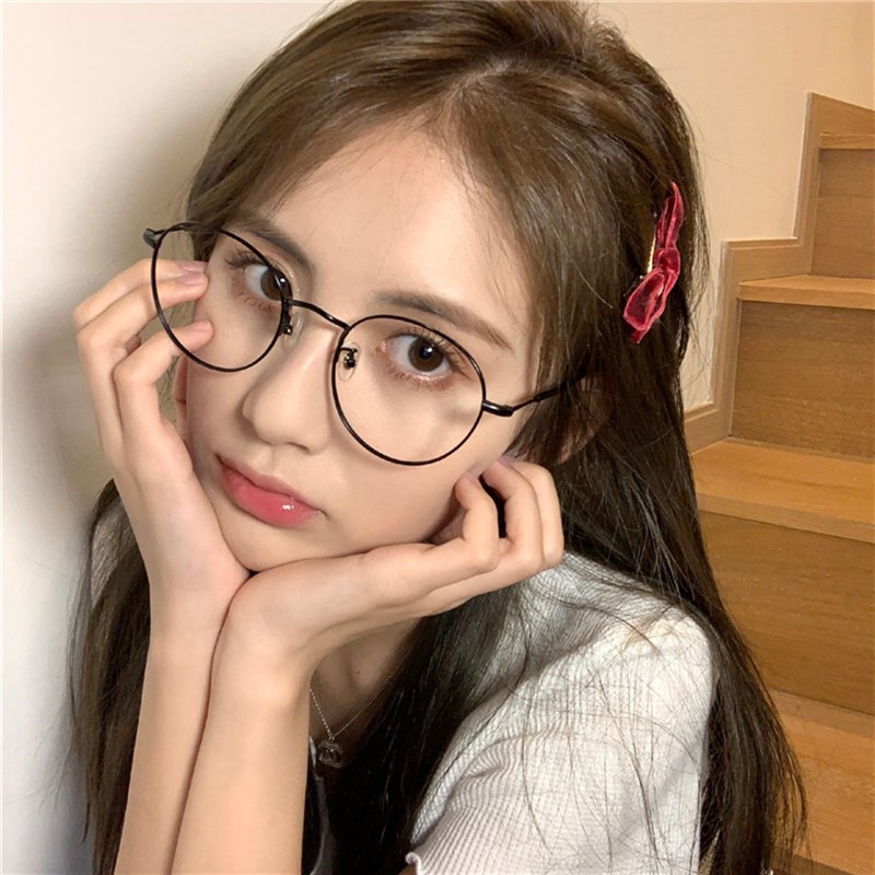 文艺复古圆形眼镜框女素颜眼镜韩版金属细边镜框日系潮配近视