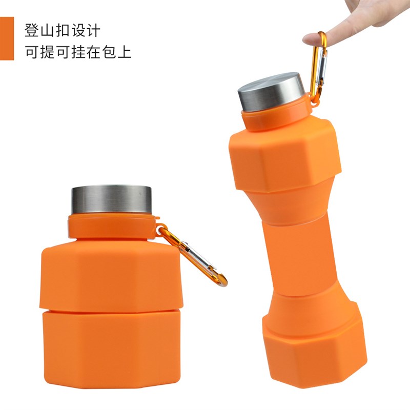 创意运动水壶健身房大容量食品级硅胶随身便携可折叠哑铃水壶