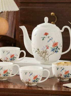 中式骨瓷功夫茶具套装茶杯家用客厅待客陶瓷茶壶水杯现代简约水壶