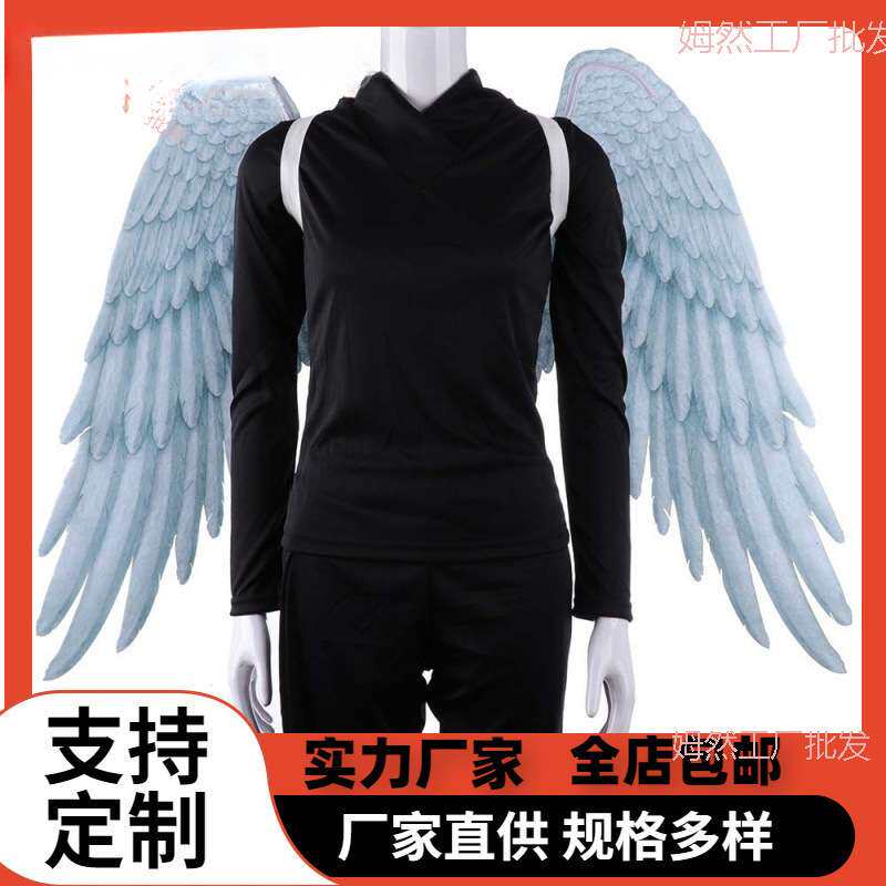 天使翅膀狂欢节万圣节黑色白色服饰道具跨境