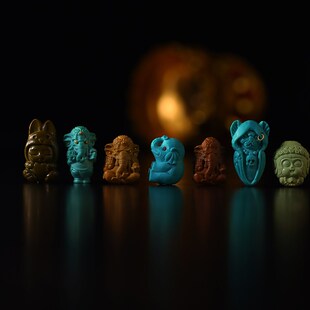 天然原矿高瓷绿松石宝宝佛象神吊坠侧挂提溜diy文玩配饰配珠定制