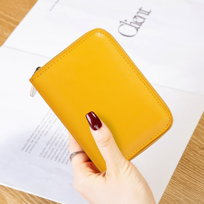 短款小钱包男女通用零钱包纯牛皮拉链驾驶证卡包便携防消磁多卡位