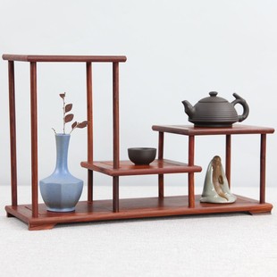 红檀摆件架紫砂茶壶架子茶具架小博古架多宝阁置物架实木质展现货