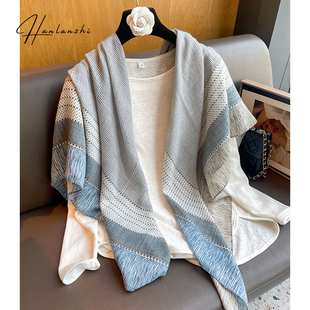 汉岚芝薄款空调房披肩女夏季2025新款防晒亚麻外搭新款办公室披肩