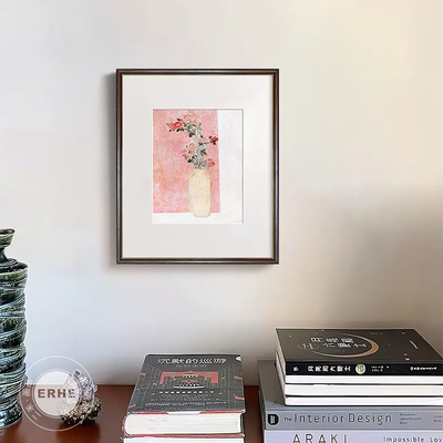 粉色常玉艺术装饰画法式复古小众摆画高级感中古风挂画花卉小白马