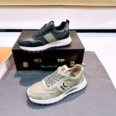 真皮!头层牛皮!时尚休闲鞋男鞋轻便舒适透气跑步鞋运动鞋8398