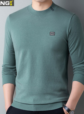 男式纯棉针织毛衣薄款中年商务爸爸装春秋季上衣内搭男装打底衫