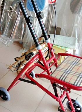 新品老年休闲购物老人手推车四轮助行买菜有轮带座折叠 便携