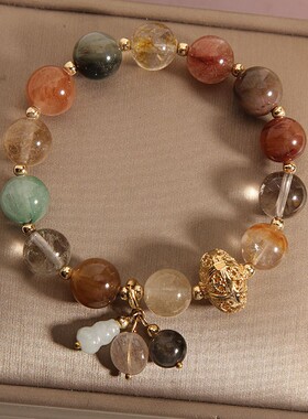 天然金发晶黄水晶招财转运水晶手链女小众设计简约个性礼物