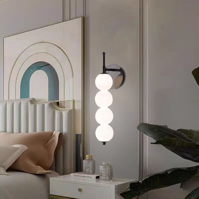 免布线充电壁灯无线壁灯免接线法式全铜奶油风长条魔豆壁灯走廊灯