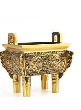 厂家铜鼎摆件双龙盛鼎擦黑铜鼎方鼎开业礼品工艺品定制