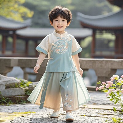 男童汉服日常可穿套装儿童新中式国风古装男孩古风唐装男宝帅气夏