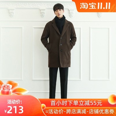 秋冬季加厚韩版潮流双面羊绒大衣男毛呢外套中长款英伦风短款风衣