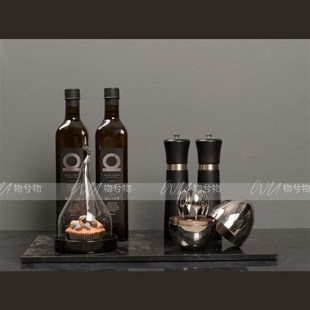 WU 物兮物 轻奢样板间厨房软装托盘橄榄油饰品组软装陈设展厅道具