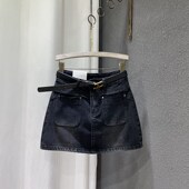 修身 黑色高腰复古牛仔半身裙女2023秋冬新款 韩版 辣妹a字包臀短裙