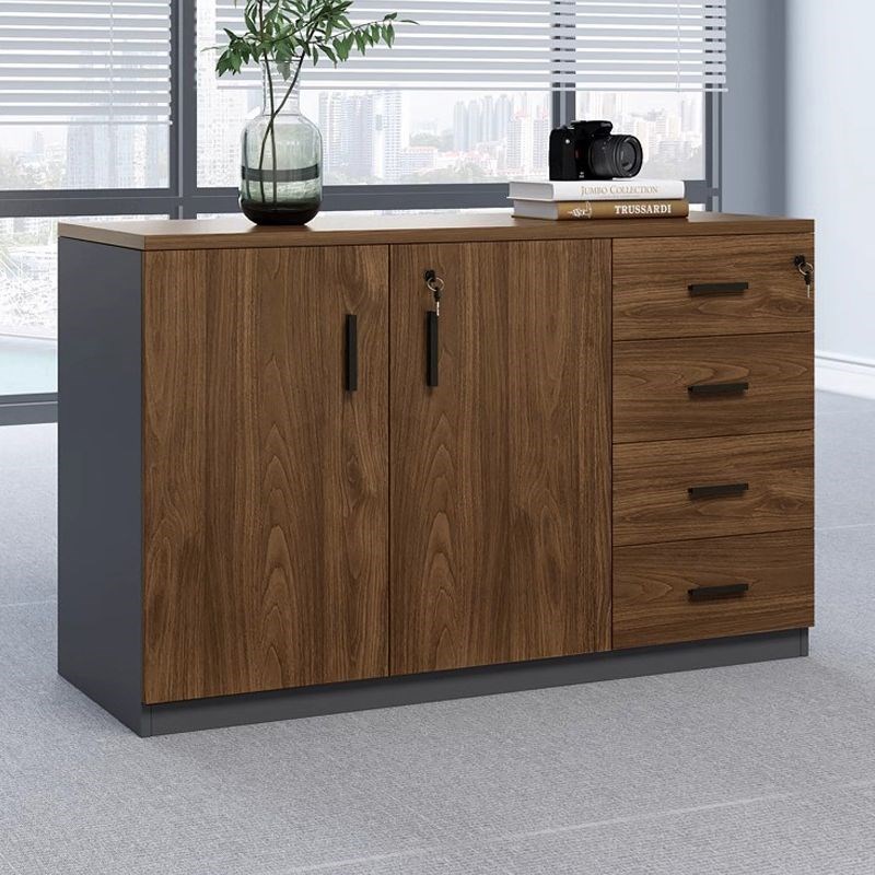 办公室文件柜茶水办公矮柜储物柜柜子边柜木质带锁资料打印机收纳