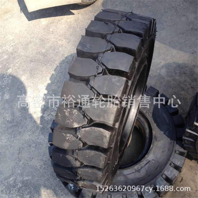实心轮胎23 28x9-10-15 叉车充气胎18x7-8 16x6-8 6.50-10 配钢圈 - 实物图