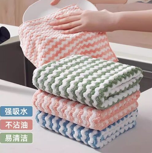 抹布厨房好用吸水不掉毛家用印花方巾加厚易清洗厨房用品强吸水
