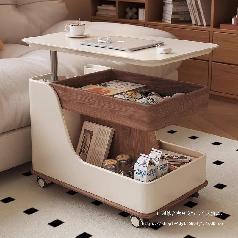 现代豪华升降茶几客厅家用小户型可移动沙发边几多功能推车小茶台