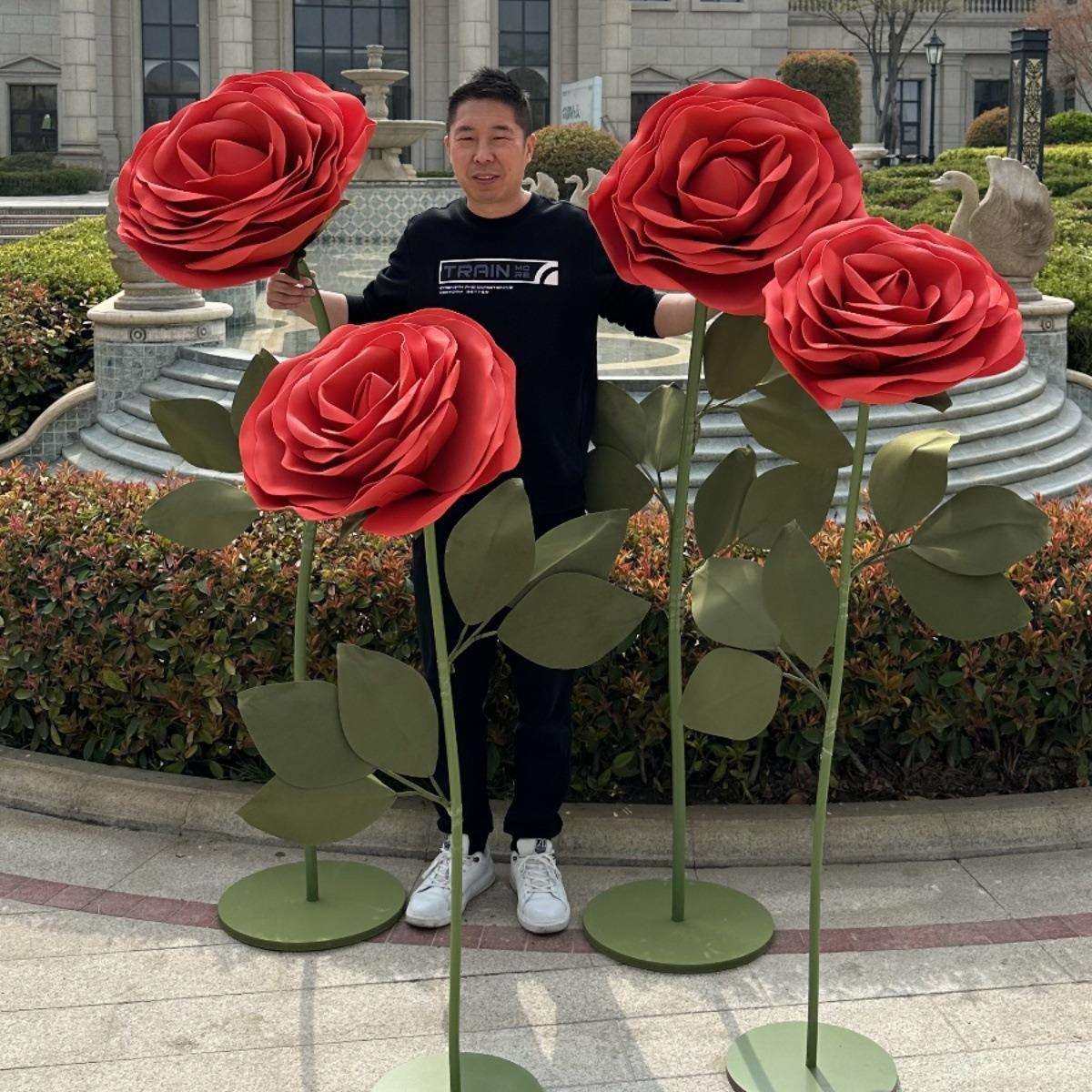 僮烨婚庆立体玫瑰纸花艺婚礼大玫瑰道具美陈摆件橱窗布置装饰