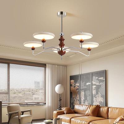 客厅吊灯饭厅吧台灯三头异形中古法式奶油风飞碟灯餐桌灯全光谱灯