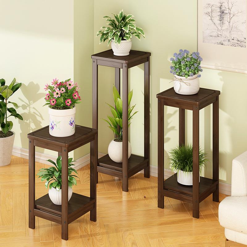 中式多肉花架客厅落地式花台新款室内多层放花的架子花盆架置物架