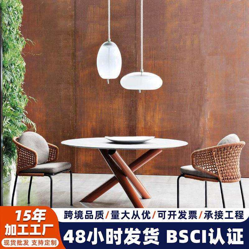 户外休闲编藤桌椅咖啡厅室外阳台花园庭院桌椅简约三件套编绳桌椅