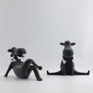 现代简约音乐植绒小毛驴摆件北欧样板房间办公间软装饰品玄关摆设