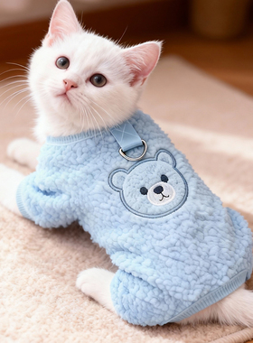 猫咪衣服冬装防掉毛加厚四脚衣小猫可爱无毛德文猫衣服狗狗宠物衣