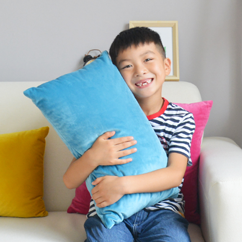 纯色天鹅绒长方形k靠枕简约现代沙发靠垫长条腰枕床头大靠背套定