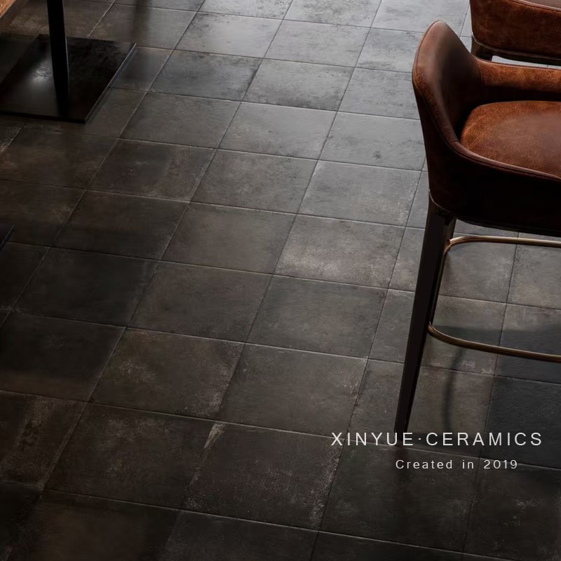 心悦 做旧复古莱姆石全瓷黑色A地砖卫生间民宿咖啡店庭院防滑瓷砖