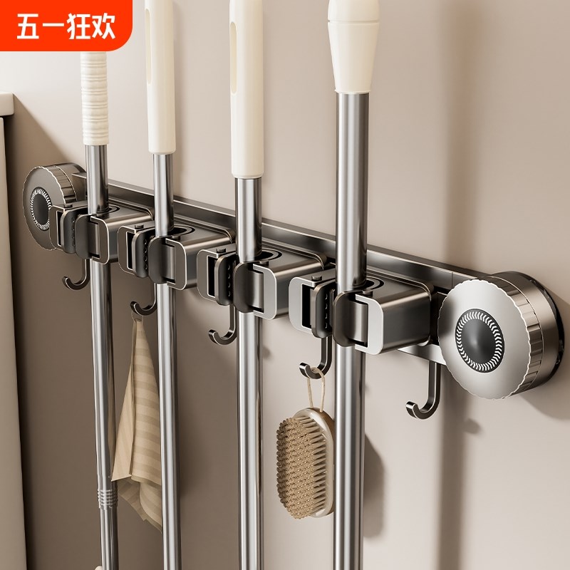 拖把壁挂夹吸盘免打孔卫生间x挂钩收纳固定架放浴室门后置物架神
