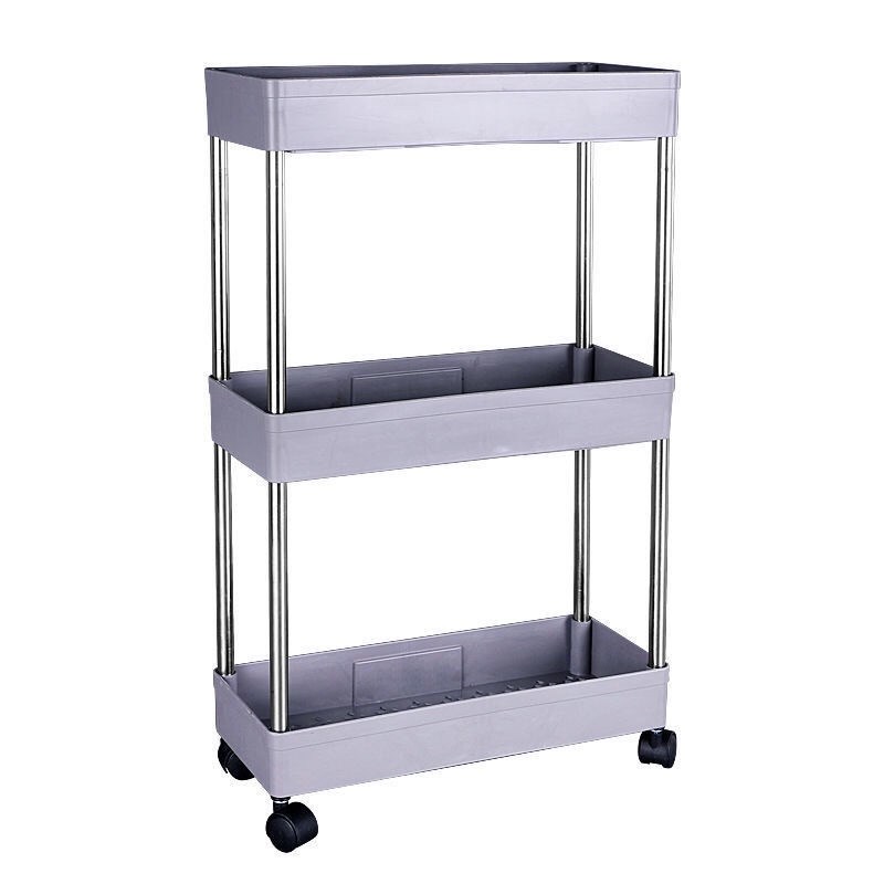 夹缝多层置物架带轮子落地式x架盆收纳小推车厨房杂物可移动卫生