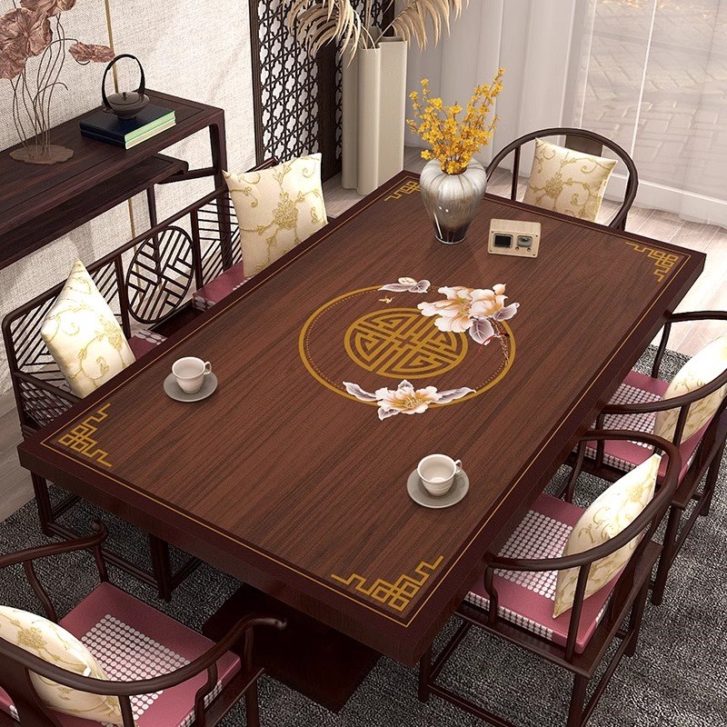 新中式桌垫桌布免洗防油防水仿木纹茶几垫餐桌Q垫隔热垫防烫茶桌