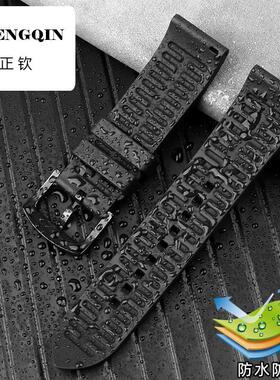 适配阿玛尼黑武士AX7105 1326 2513系列不沾灰尘氟橡胶手表带22mm